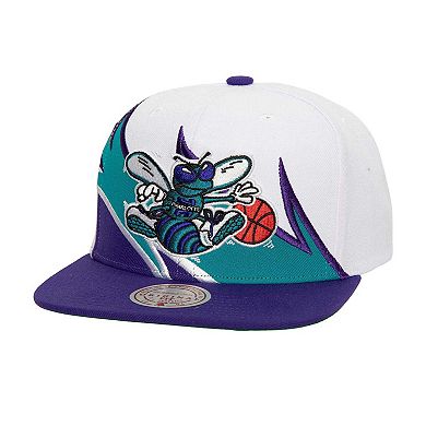 Men's Mitchell & Ness White/Purple Charlotte Hornets Waverunner Snapback Hat