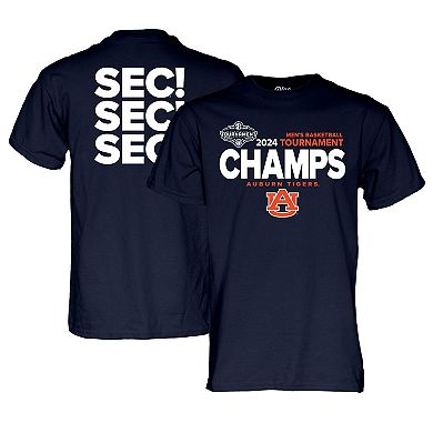 Men's Blue 84 Navy Auburn Tigers 2024 SEC Men's Basketball Conference Tournament Champions Locker Room T-Shirt