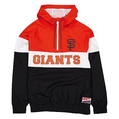 Men's New Era Black San Francisco Giants Ripstop Raglan Quarter-Zip Hoodie Windbreaker Jacket