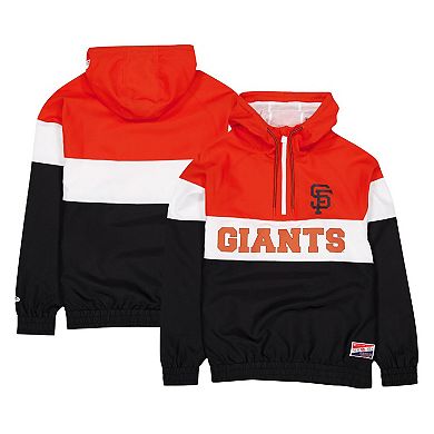 Men's New Era Black San Francisco Giants Ripstop Raglan Quarter-Zip Hoodie Windbreaker Jacket