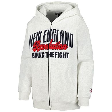 Women's The Wild Collective Gray New England Revolution Chenille Full-Zip Hoodie