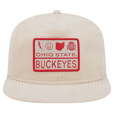 Men's New Era Cream Ohio State Buckeyes Corduroy Golfer Snapback Hat