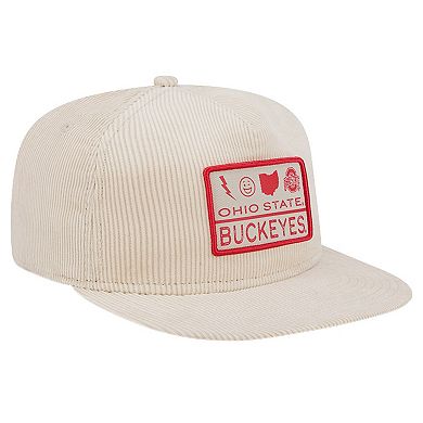 Men's New Era Cream Ohio State Buckeyes Corduroy Golfer Snapback Hat