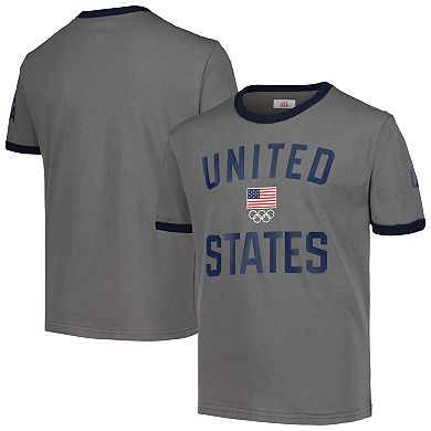Youth Gray Team USA Single Arc Ringer T-Shirt