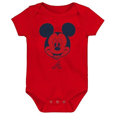 Newborn & Infant Mickey Mouse Atlanta Braves Three-Pack Winning Team Bodysuit Set