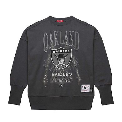 Women's Mitchell & Ness Charcoal Oakland Raiders Distressed Logo 4.0 Pullover Sweatshirt