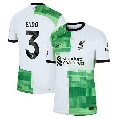 Men's Nike Wataru EndÅ White Liverpool 2023/24 Away Match Authentic Player Jersey