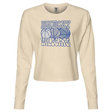 Women's Natural Kentucky Wildcats Comfort Colors Basketball Cropped Long Sleeve T-Shirt