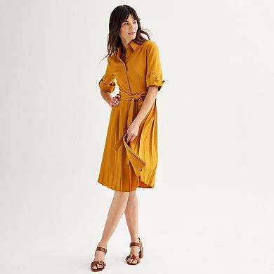 Women's Nanette Lepore Rolled Sleeve Pleated Shirtdress