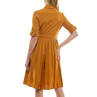 Women's Nanette Lepore Rolled Sleeve Pleated Shirtdress