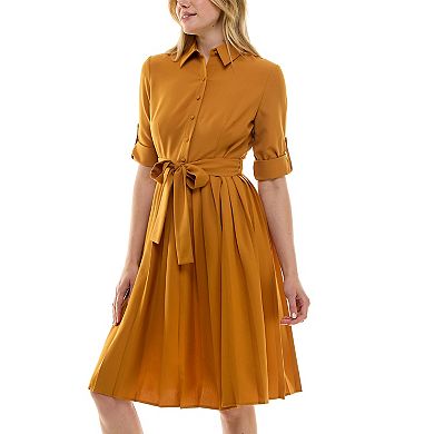 Women's Nanette Lepore Rolled Sleeve Pleated Shirtdress