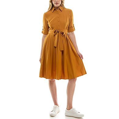 Women's Nanette Lepore Rolled Sleeve Pleated Shirtdress