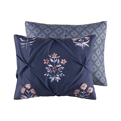 Madison Park Peony 4-Piece Pintuck Comforter Set with Throw Pillow