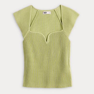 Juniors' SO® Sculpt Knit Short Sleeve Sweater