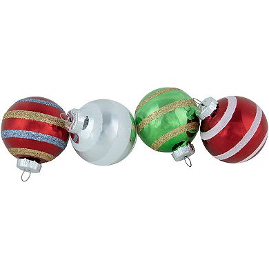 Northlight 12-Pack Multi Color Vintage Design Glass Ball Christmas Ornaments