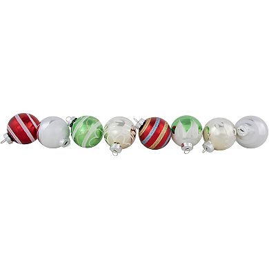 Northlight 12-Pack Multi Color Vintage Design Glass Ball Christmas Ornaments