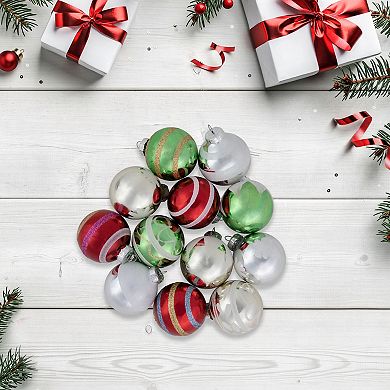 Northlight 12-Pack Multi Color Vintage Design Glass Ball Christmas Ornaments