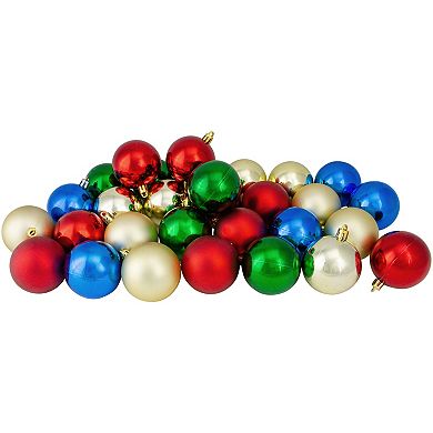 Northlight 50-Pack Traditional Multi Color Shatterproof 2-Finish Christmas Ball Ornaments