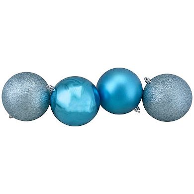 Northlight 32-Pack Turquoise Blue Shatterproof 4-Finish Christmas Ball Ornaments