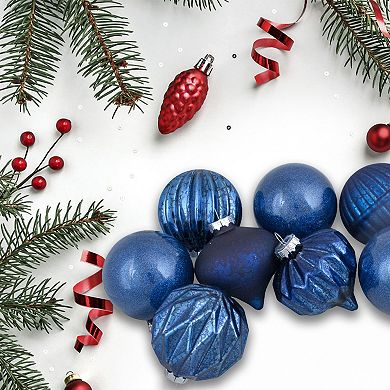 Northlight 12-Pack Blue Finial & Glass Ball Christmas Ornaments
