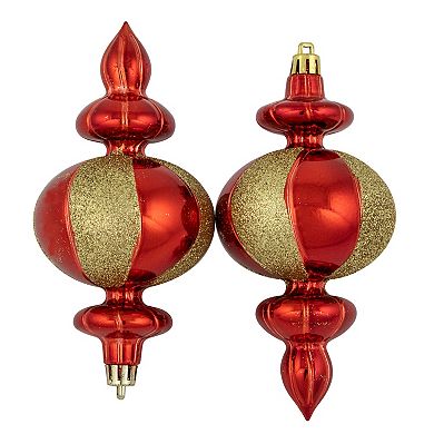 Northlight 8-Pack Red & Gold Shatterproof Finial Christmas Ornaments