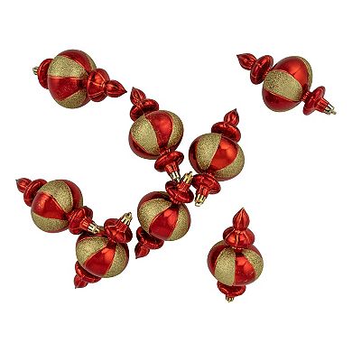 Northlight 8-Pack Red & Gold Shatterproof Finial Christmas Ornaments