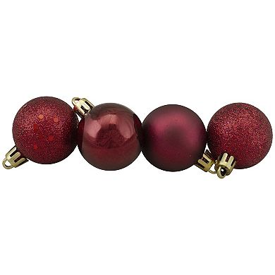 Northlight Burgundy Shatterproof 4-Finish Christmas Ball Ornaments 96 pc Set