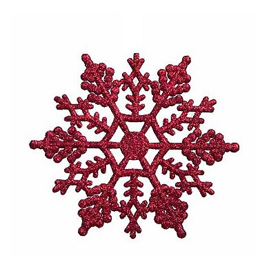 Northlight Berry Pink Glitter Snowflake Christmas Ornaments 24 pc Set