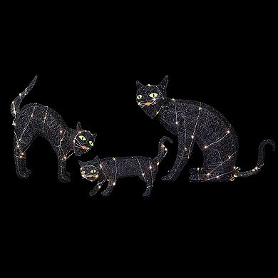 Northlight LED Lighted Black Cat Family Outdoor Halloween Decorations 3-piece Set