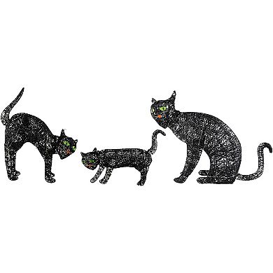 Northlight LED Lighted Black Cat Family Outdoor Halloween Decorations 3-piece Set