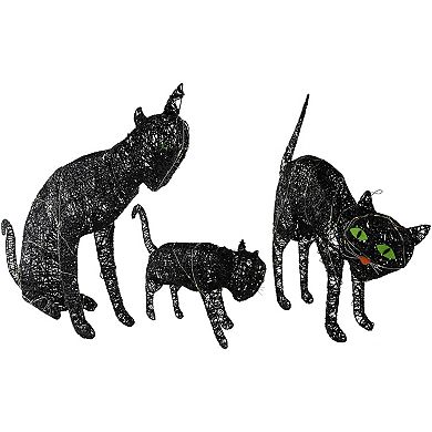 Northlight LED Lighted Black Cat Family Outdoor Halloween Decorations 3-piece Set