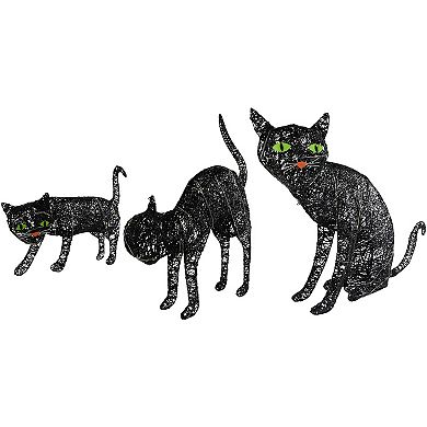 Northlight LED Lighted Black Cat Family Outdoor Halloween Decorations 3-piece Set