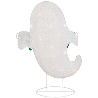 Northlight Lighted LED White Ghost with "Boo" Banner Halloween Yard Decoration