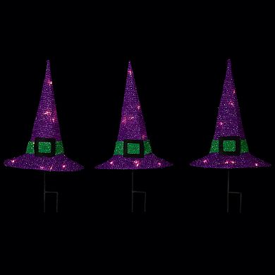 Northlight LED Lighted Purple Witches Hat Outdoor Halloween Pathway Markers
