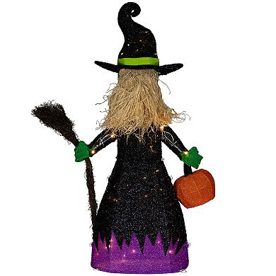 Northlight Spooky Town LED Lighted Witch with Broom Outdoor Halloween Decoration