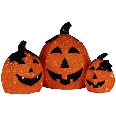 Northlight 3-Piece Spooky Town LED Light-Up Jack-O-Lantern Halloween Decorations Set
