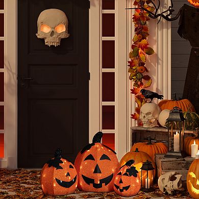 Northlight 3-Piece Spooky Town LED Light-Up Jack-O-Lantern Halloween Decorations Set