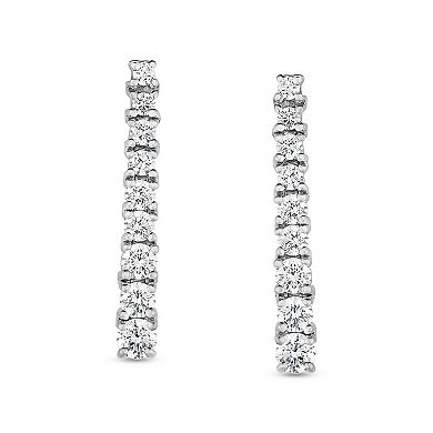 14k White Gold 1-5/8 Carat T.W. Diamond Journey Earrings