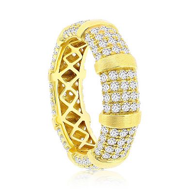 Argento Bella Gold Tone Sterling Silver Cubic Zirconia Pave Matte Eternity Ring