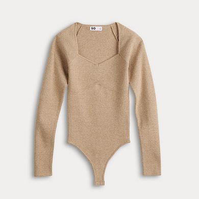 Juniors' SO® Long Sleeve Sweater Bodysuit