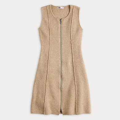 Juniors' SO Zip Front Woven A-Line Sweater Dress