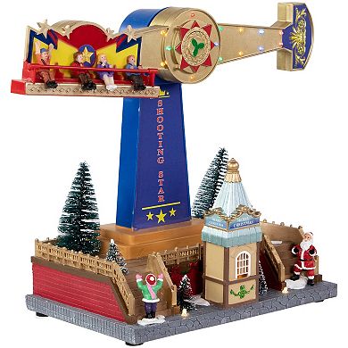 Northlight 16-in. LED Animated and Musical Shooting Star Carnival Ride Christmas Village Tabletop Display