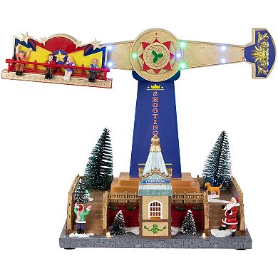 Northlight 16-in. LED Animated and Musical Shooting Star Carnival Ride Christmas Village Tabletop Display