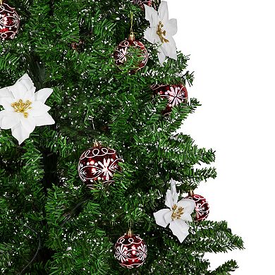 Northlight 6-ft. Green and Red Musical Lighted Snowing Artificial Christmas Tree White LED Lights