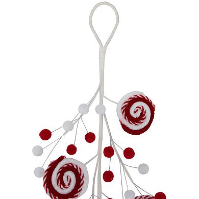 Northlight 30 in. Candy Cane Swirls & Pom Poms Christmas Garland