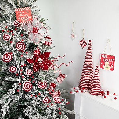 Northlight 30 in. Candy Cane Swirls & Pom Poms Christmas Garland