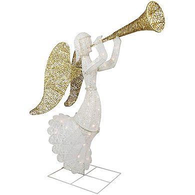 Northlight LED Lighted Gold & Silver Trumpeting Angel Outdoor Christmas Decoration