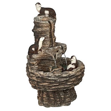 Tres Amigos Playful Otter Cascading Garden Fountain