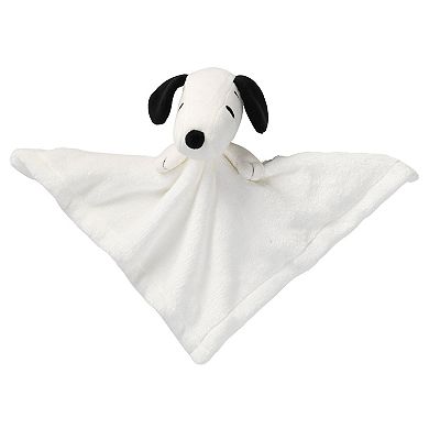 Lambs & Ivy Peanuts Snoopy Lovey White/black Plush Security Blanket