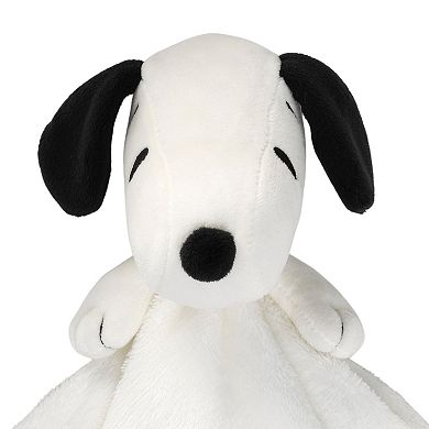 Lambs & Ivy Peanuts Snoopy Lovey White/black Plush Security Blanket